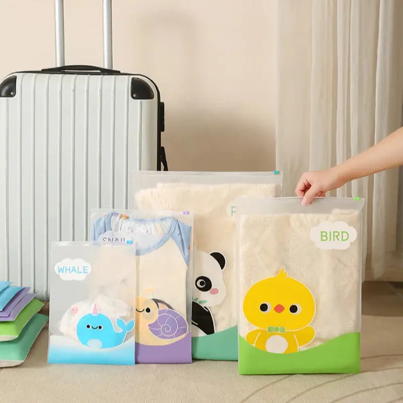 IYYO KIDS | Pouch Travel Transparan / Ziplock Travel Karakter Hewan / Tempat Penyimpanan Serbaguna / Zipper Bag Anti Air Lucu Murah Organizer / Pouch Travel Praktis