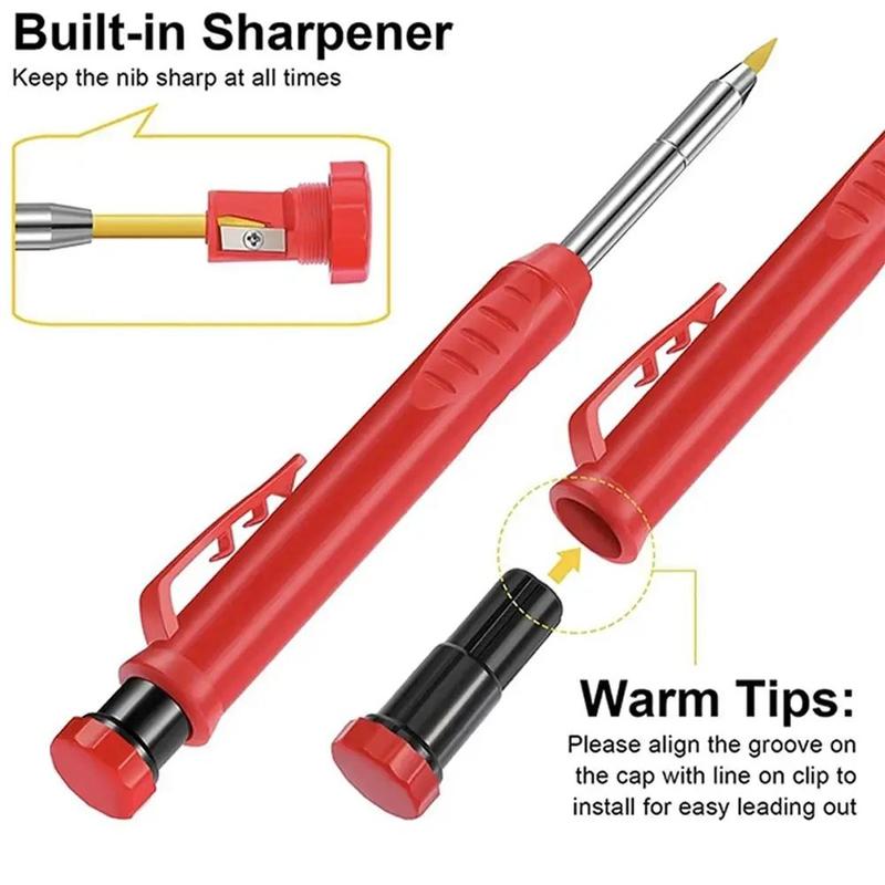 Woodworking Marker Pen Set, 3 Counts/set Long Head Deep Hole Marker Pen & Refill & Eraser, Adjustable Quick Dry Marker Pen, Professional Woodworking Marker Pen for Home and Office 7