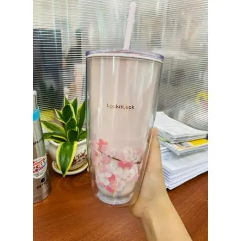 Ly Nhựa 2 Lớp Cách Nhiệt Kèm Ống Hút LocknLock HAP507 dung tích 750ml 6