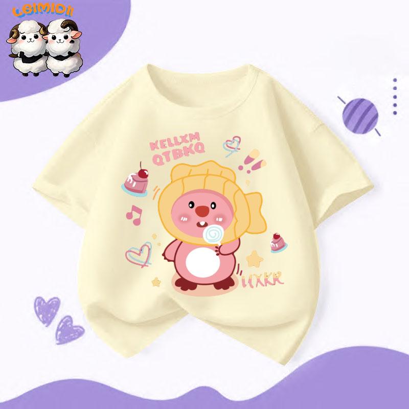 Áo Thun Bé Gái, Tay Ngắn, In Hình Hoạt Hình Loopy Mùa Hè, Thời Trang Instagram, Dáng Rộng Vừa Vặn, Dễ Phối Đồ, Áo Trẻ Em, Thời Trang 5