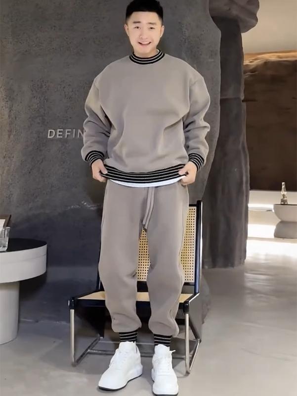 Bộ Bigsize chất liệu nỉ 2 lớp 2 da dày dặn phối bo len dêt phong cách hàn quốc ,co dãn 6 10 Menswear Áo