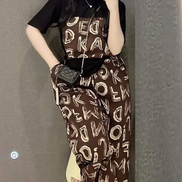 Set Bộ Gân Tăm Lạnh Dành Cho Nữ Mix Áo Form Suông Đi Học Đi Làm Đi Chơi Women Thun Top Voi 2