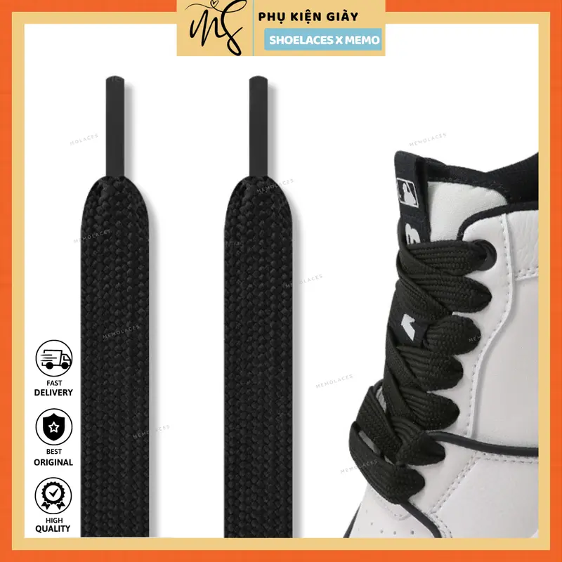 Dây giày dành cho giày thể thao màu đen, trắng, be kem MLBA 120cm 8