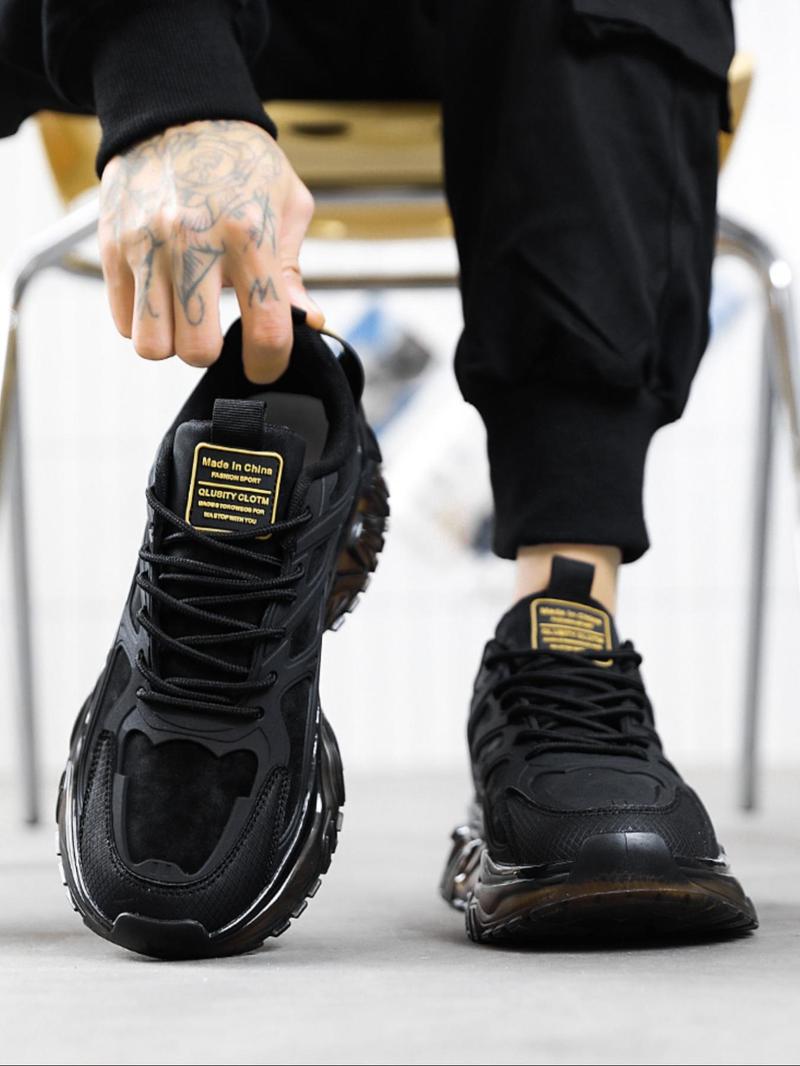 Product Introduction of Men's Fashionable Lace Up Low Top Sneakers, Casual Comfortable Sports Running Shoes, Trendy All-match Chunky Sneakers for Daily Wear 5