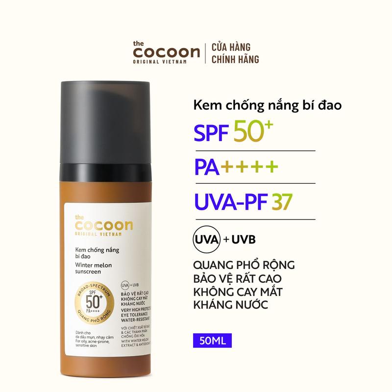 [FS] Kem chống nắng bí đao quang phổ rộng SPF 50 +, PA ++++ Cocoon 50ml