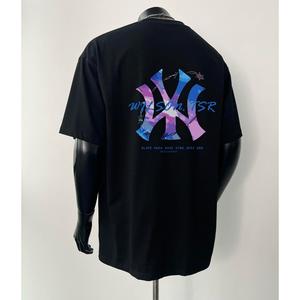 ผ้าฝ้ายคอกลมแขนสั้นเสื ้อยืดผู้ชายเทรนด์ภาษาอ ังกฤษพิมพ์ฤดูร้อนด้านบ หลวมพร้อมเสื้อยืดขนาด