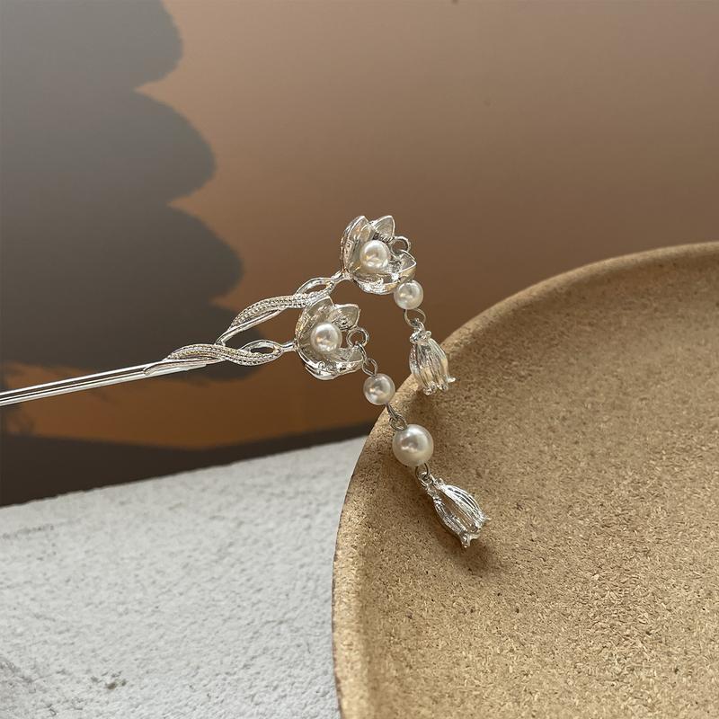 Product Introduction of Hanfu Chinese Style Hairpin Ancient Style High-end Hairpin Iris Lily of the Valley Hairpin Pearl Flower Tassel Hairpin 7