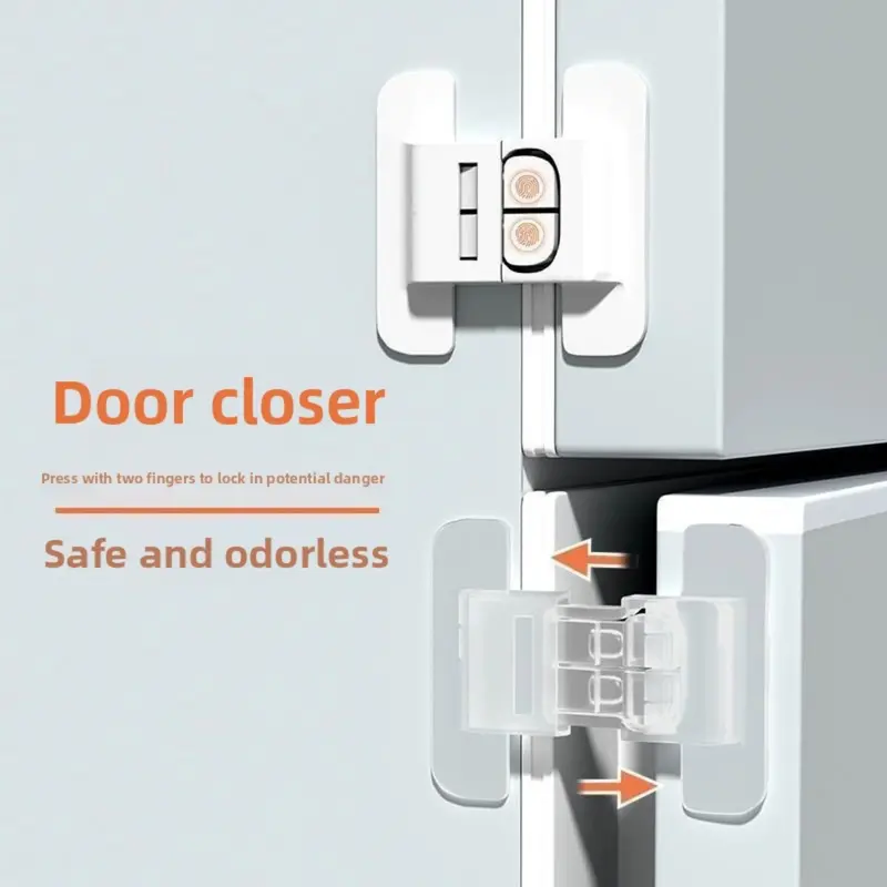 Khóa cửa tủ lạnh, 3 gói, Không cần khoan, Dễ dàng cài đặt, Khóa an toàn tự động, Đảm bảo ngăn kéo và hộp lưu trữ được đóng an toàn, Thiết bị chống mở an toàn 1