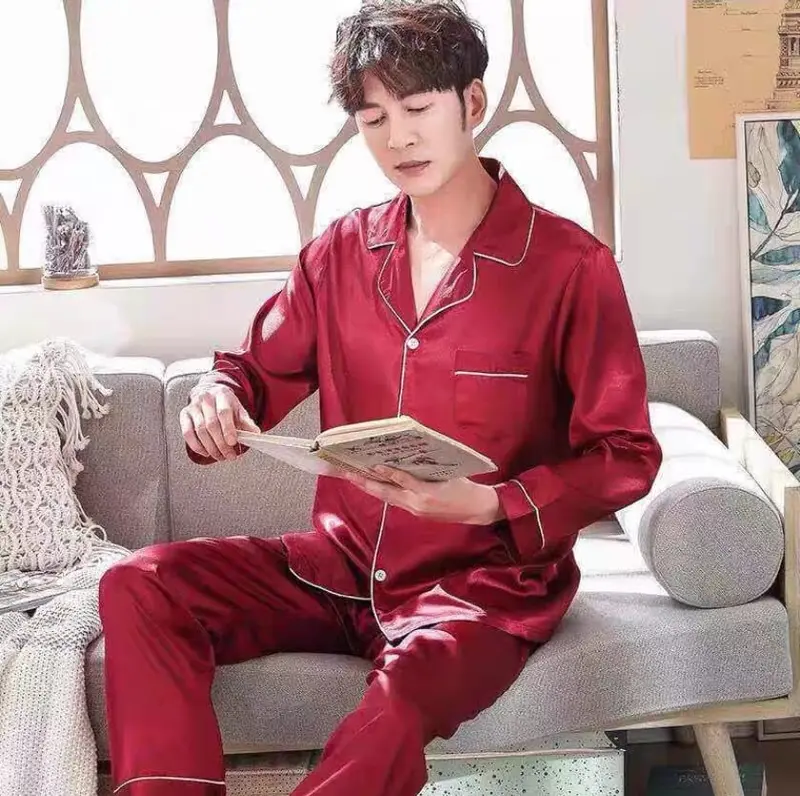 Baju tidur piyama cowok cewek bahan satin  Celana Panjang Polos 4