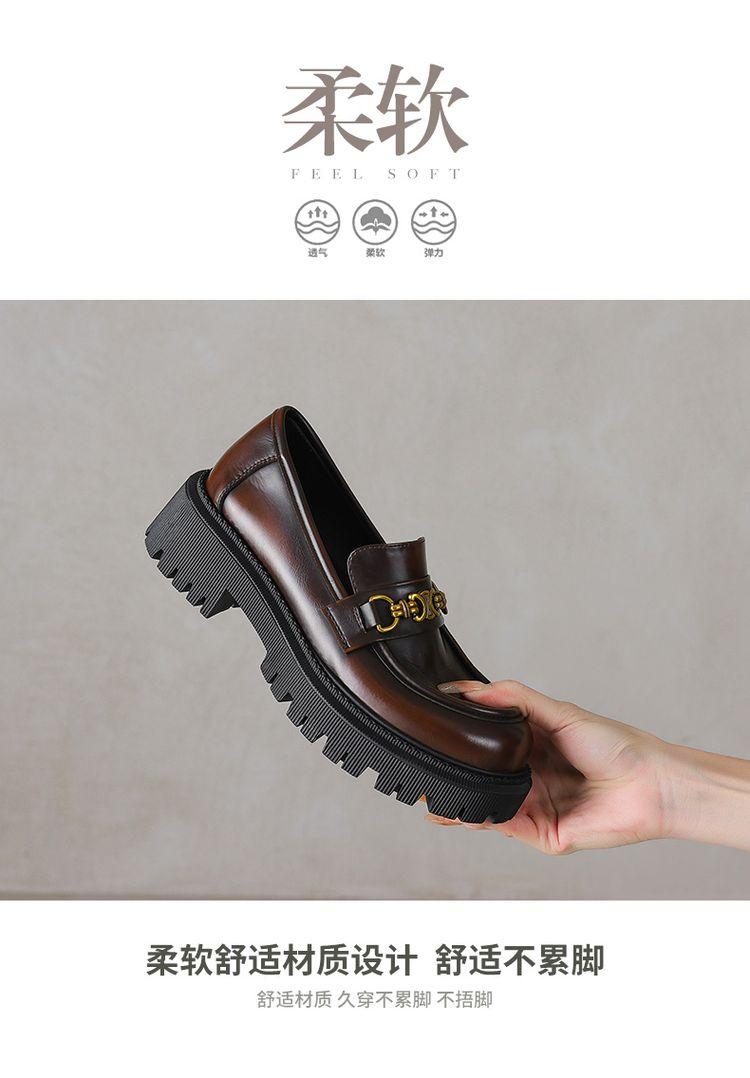 Product Introduction of Leather loafers inside and out all leather single shoes British style small leather shoes fashion single shoes Boy Footwear Office Closed Work Bedroom Comfort Breathable Tactical 28