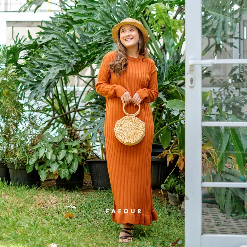 ELOISE - GAMIS DRESS RAJUT BASIC POLOS WANITA KRIWIL FIT BODY PREMIUM 0