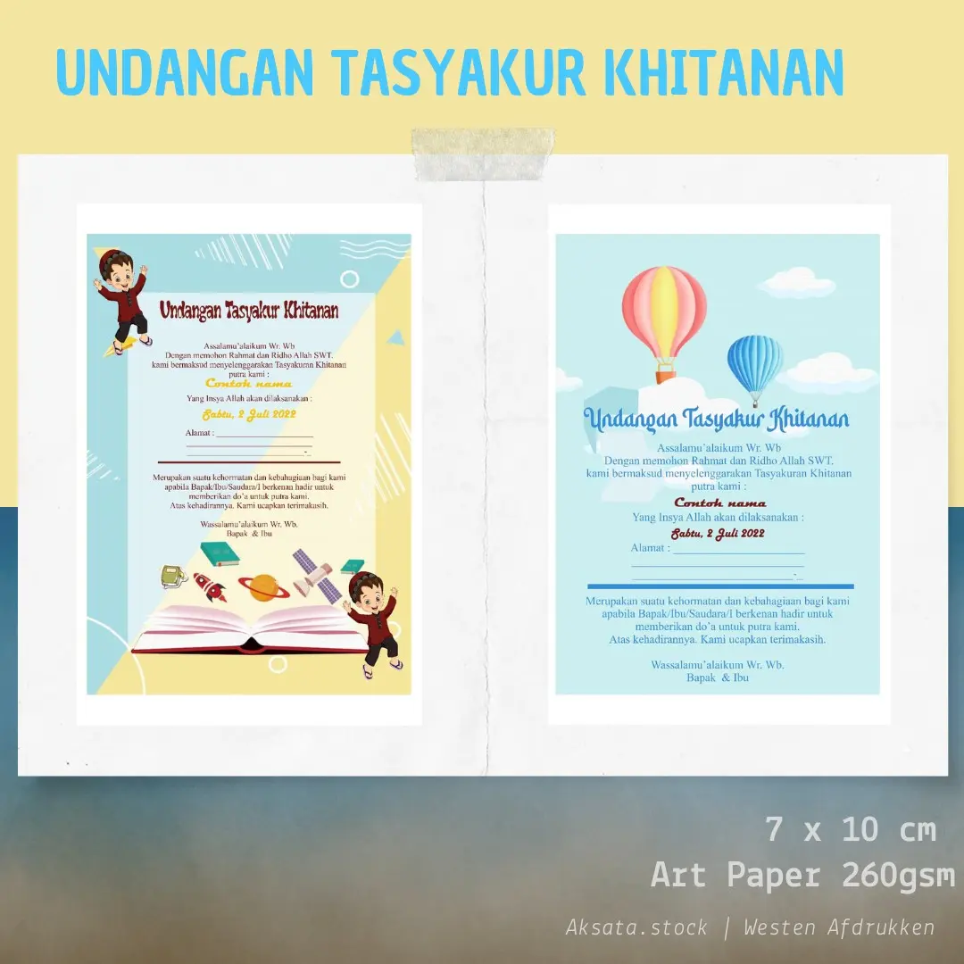 [50pcs] Undangan Tasyakur Khitanan Anak Undangan Khitanan