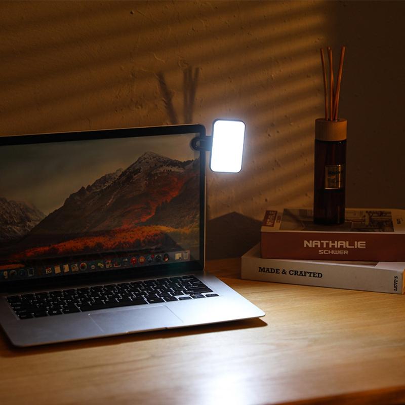 Portable LED Light Mini Selfie Fill Light Rechargeable Adjustable Selfie Light Clip-on Make Up 3 Modes LED Light For Laptop Laptop Tablet Meeting 5