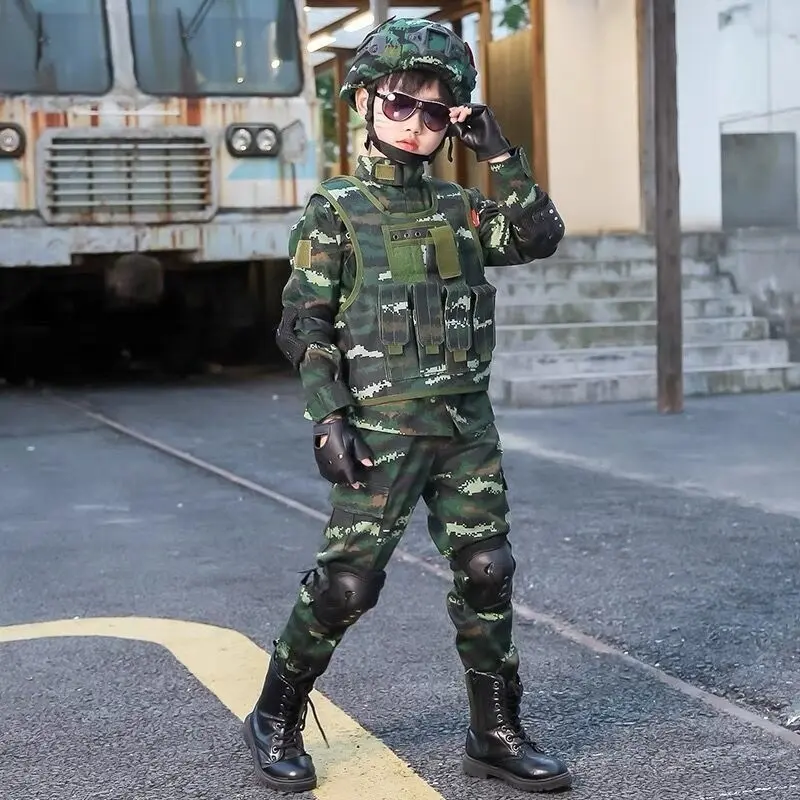 Quân đội trang phục cho trẻ em trẻ em của ngụy trang Quần áo Cosplay Unisex 0