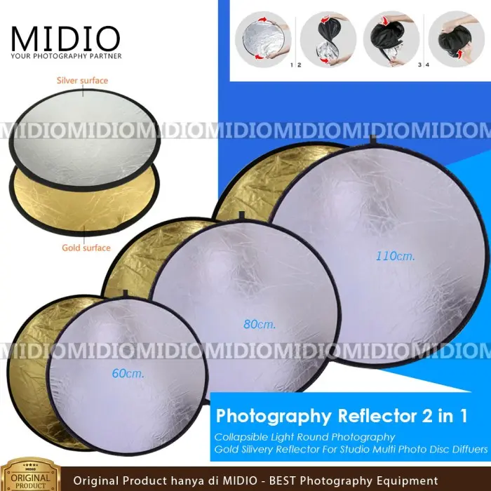 Reflektor Foto Midio 2in1 - Silver & Gold Reflector Memantulkan Cahaya
