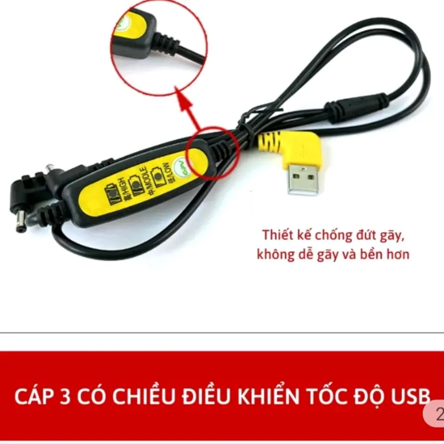 Dây nối áo quạt điều hòa cổng USB