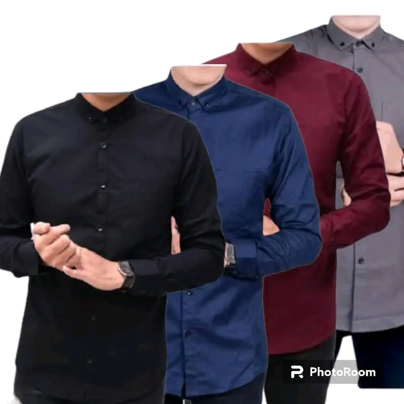 Kemeja Pria Polos Lengan Panjang (1 paket 4 pcs) 4