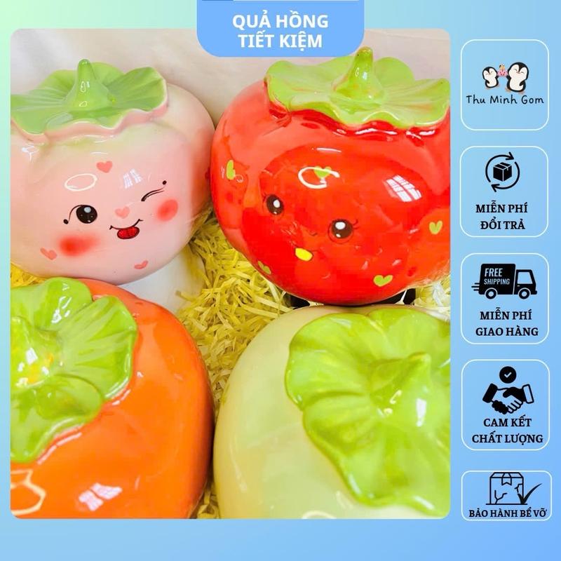 Quả hồng tiết kiệm cực đáng yêu - MẶT NGẪU NHIÊN/ Heo đất tiết kiệm/ ống heo tiết kiệm hình quả hồng/ heo sứ tiết kiệm/ gốm sứ Bát Tràng 2
