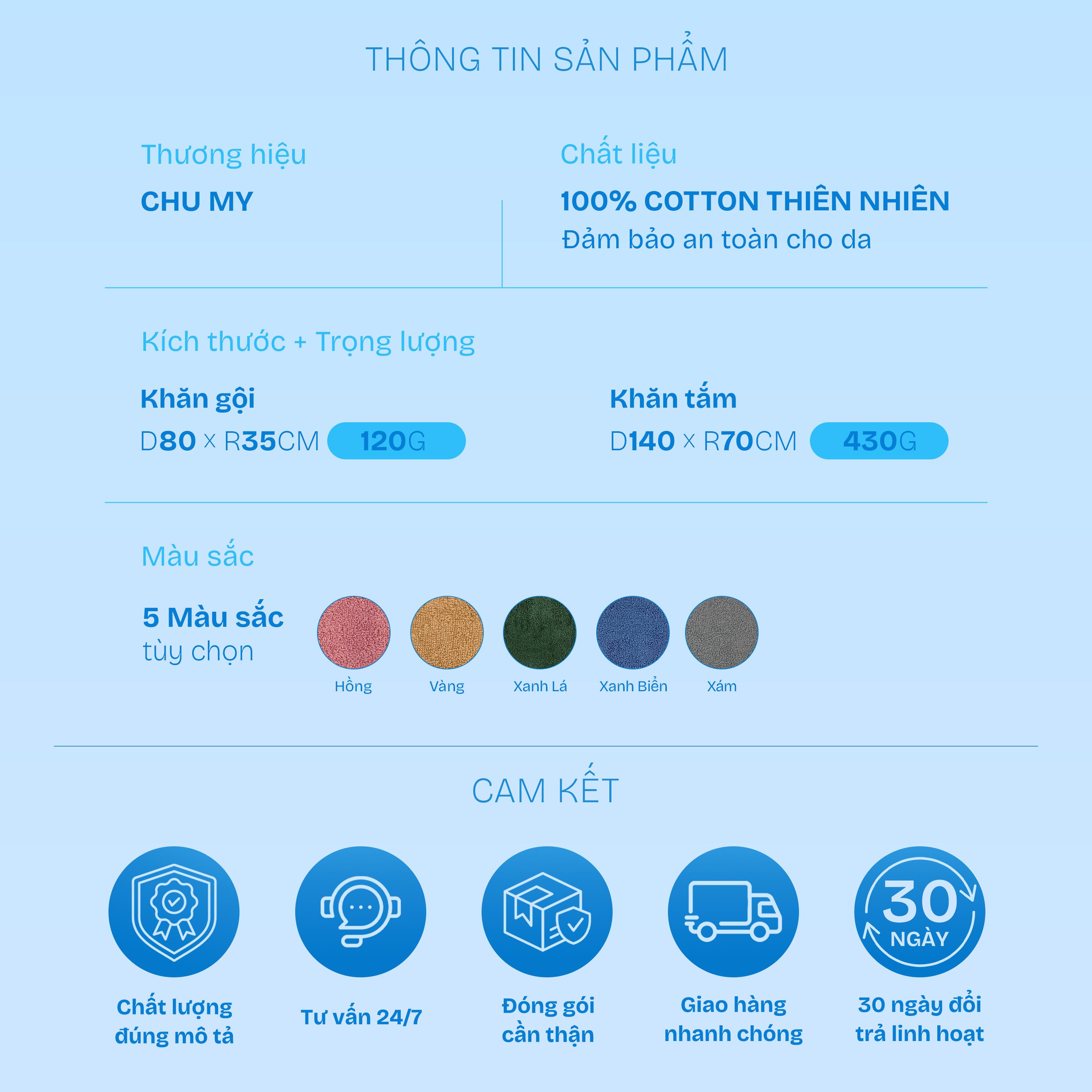 Size 35x80cm chuẩn khăn gội quấn đầu tiện lợi