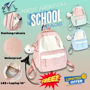 Tas Ransel Wanita Kawaii Korea Trend 2024 – Backpack Sekolah Remaja, Stylish, Muat Laptop, Cute Aesthetic, Import Murah
