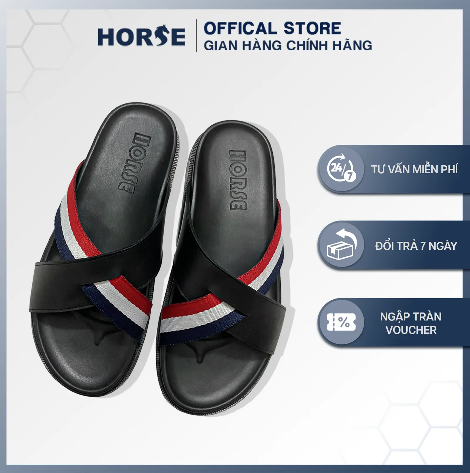 [ Horse Store ] - Dép Da Bò 2 Dây Chéo Thời Trang Nam Nữ, Đế Cao Su , Lót Đế Êm, Sọc Ngang Sang Trọng - QX01 THOM.