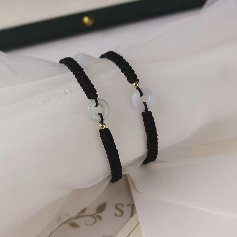 Phụ Kiện Trang Sức Nữ, Thời Trang, Dây Thừng Vòng Tay Có Thể Điều Chỉnh Dệt Cặp Đôi, Ngọc Bích Nhân Tạo Kiềng Đeo Tay 5
