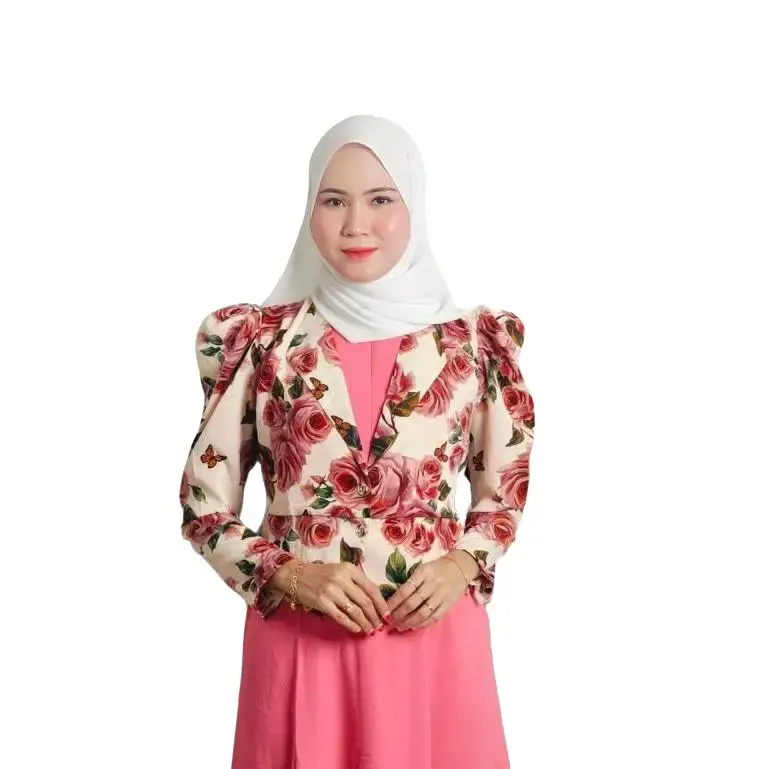 Premium Mango Loose-Fitting Floral Sweet Maxi Blazer Dress with Zip Embellishment