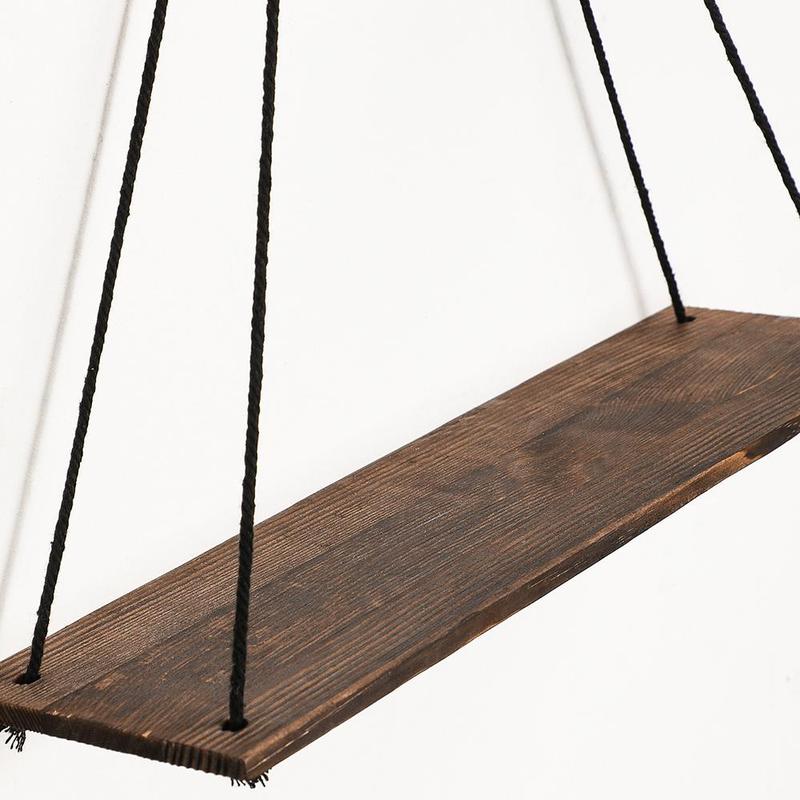 Hanging Wooden Shelves, 2 Counts Boho Hanging Plant Shelf, Floating Farmhouse Rustic Shelf, Room Decor, Summer Gifts Home Interior Decor 4