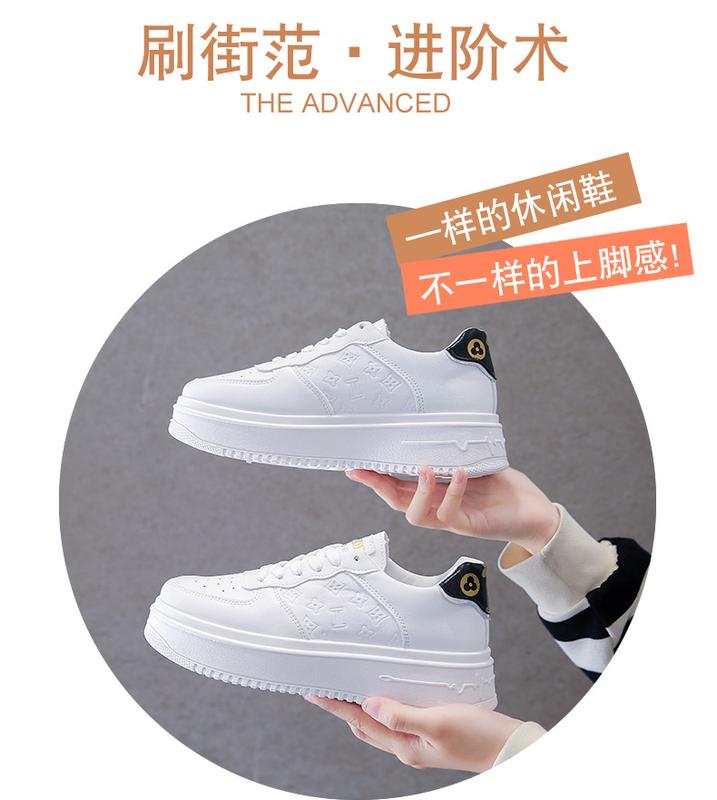 Product Introduction of Platform White Shoes Women's 2024 New Autumn Thin Breathable Sneakers Western Style Leisure Women's Shoes Short Women's White 3