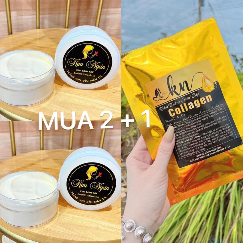 COMBO 2 HỦ KEM BODY MIX TRĂNG DA 2 HỦ (200g) KÈM TẮM TRĂNG KIM NGÂN