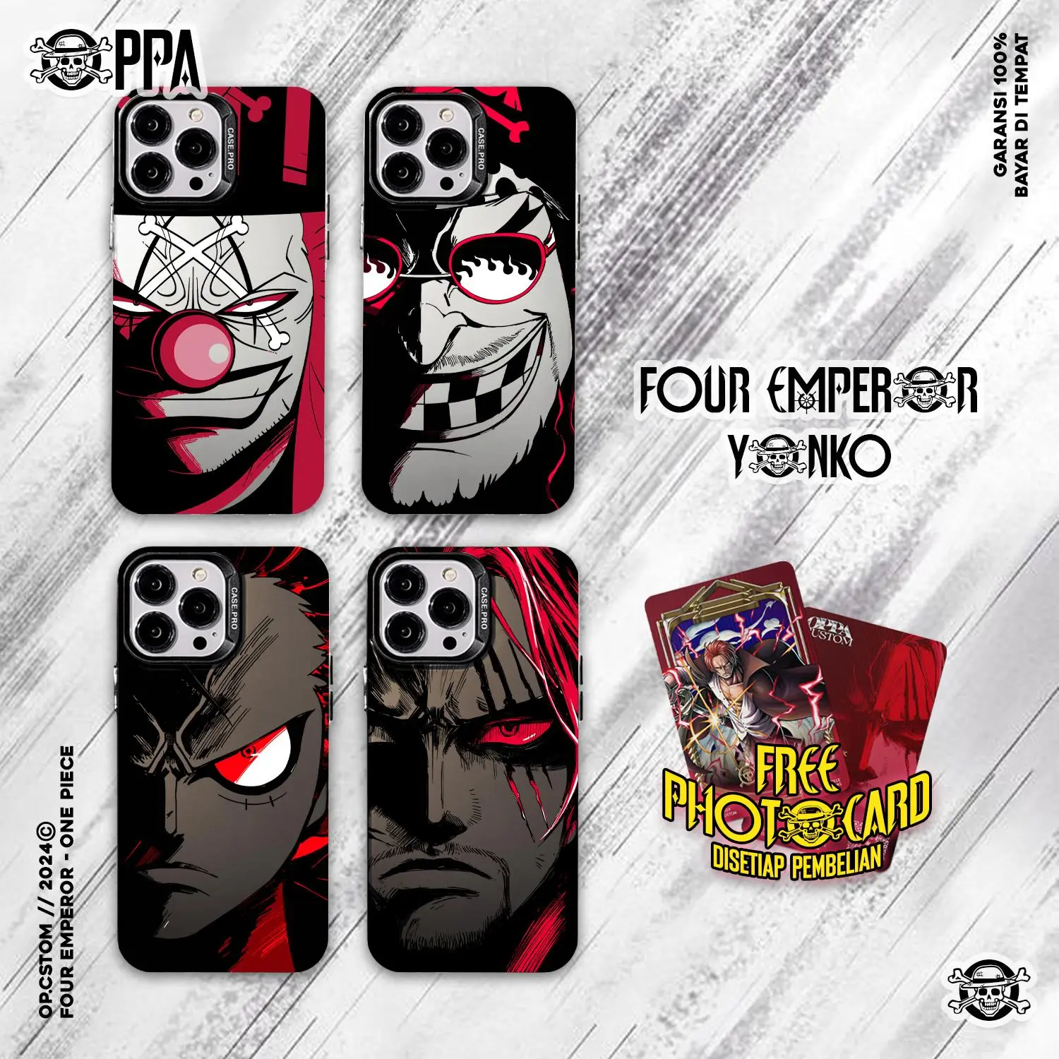 Casing HP Premium Laser Matte Hardcase Anime ONE PIECE YONKO EDITION - Softcase AKAGAMI SHANK LUFFY BUGGY MARSHALL KUROHIGE  Oppa Custom