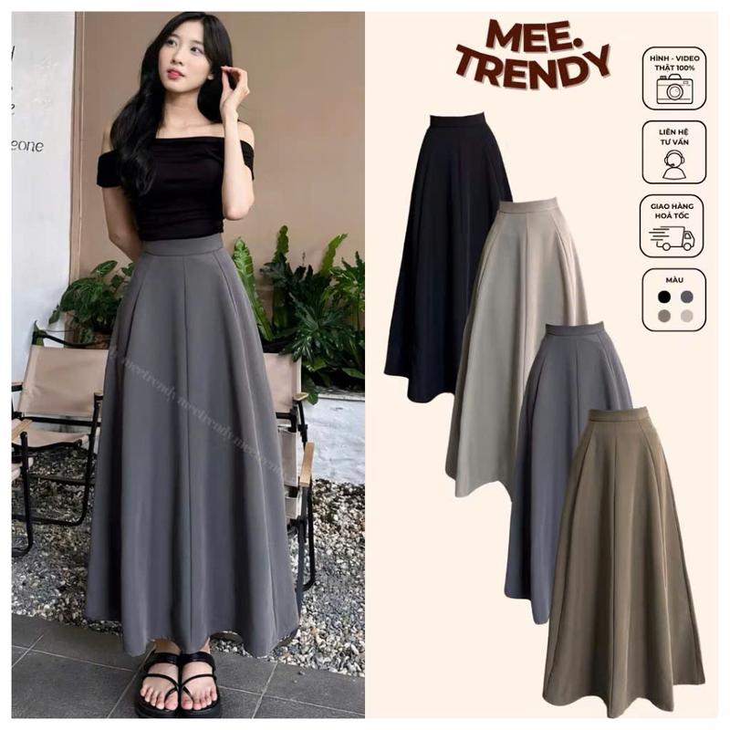 Chân váy xoè công sở dáng dài midi chất vitex mềm mịn co giãn tôn dáng--Mã 403