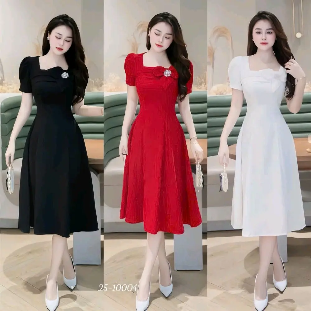 Bigsize. váy đi tiệc xòe tay lỡ kèm phụ kiện đá như hình. sang chảnh.quý phái ( size 40-71kg)..