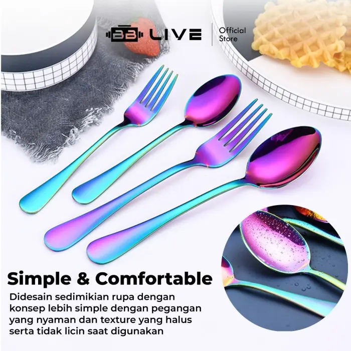 BBLIVE Sendok Garpu Set Makan Stainless Steel Korean Style 3