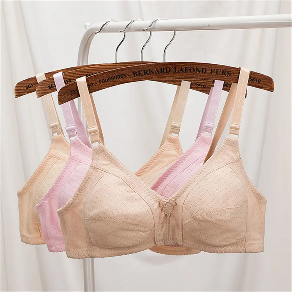 Áo Ngực Nữ, Cotton Nguyên Chất, Thoáng Khí, Liền Mạch, Thoải Mái, Hỗ Trợ, Áo Ngực Cho Phụ Nữ Trung Niên Thích Hợp Cho Mùa Hè, Mỏng, Cỡ Lớn, Không Có Vòng Thép, Áo Ngực