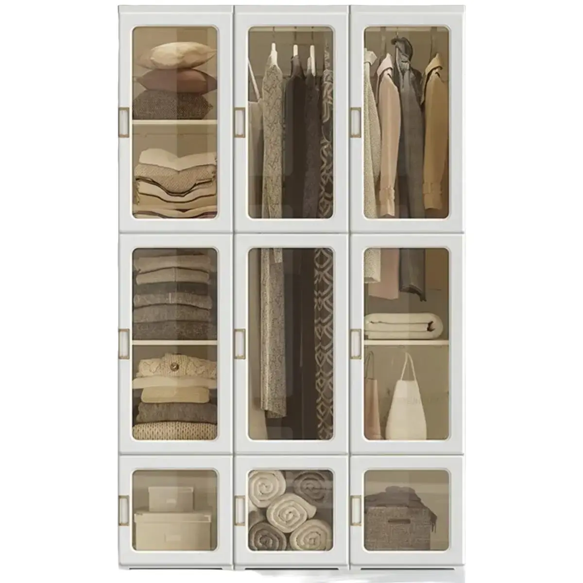 [SG STOCK|FAST DELIVERY] Modern Aesthetic Wardrobe Closet 136cm tall, Large Capacity, Waterproof, Dustproof, Multifunctional, Stylish, Cute, Simple, Kids, Closet, Foldable, Compact, Visible Inside, Hanging, New Life, Easy to Assemble, White