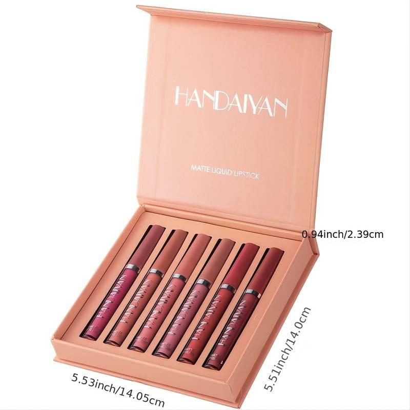 Long Lasting Matte Liquid Makeup Lipstick Set, 6 Counts/set Smudge Proof Non Sticky Lip Care Lip Gloss Set, Satin Texture Plumping Glossy Lip Glaze, Christmas, Christmas Gift 2