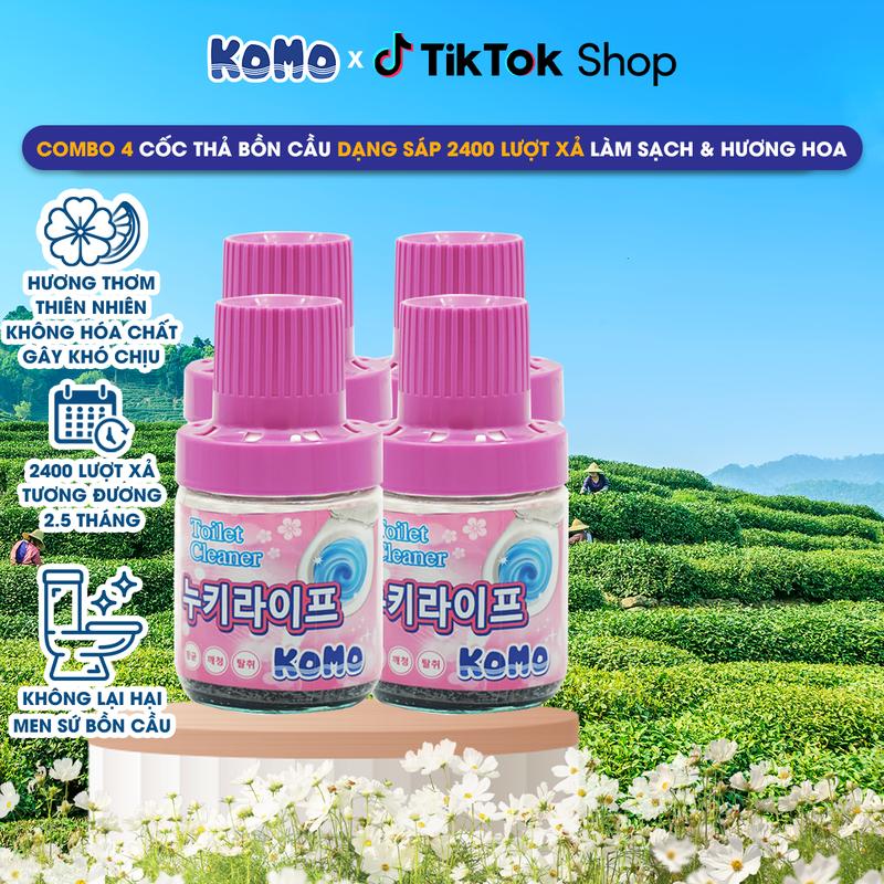 [ TẶNG 2 CHAI KIT NƯỚC GIẶT] Combo 04 Cốc Thả Bồn Cầu KoMo Sáp Tan Chậm 2400 Lượt Xả 386g Hương Hoa Oải Hương Kháng Khuẩn Làm Sạch Nhà vệ sinh KoMo Toilet Cleaner