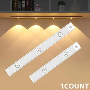3-color Temperature Light Strip, 1 Count USB Charging LED Under Cabinet Light with Cable, Smart Human Body Sensor Light Strip for Cabinet Wardrobe Office Dormitory