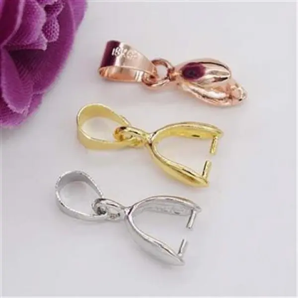 Khóa Mặt Dây Chuyền, Kẹp Chốt Mạ Bạc Khóa Mặt Dây Chuyền Ngọc Bích, Móc Cài Mặt Dây Chuyền Ngọc Bích, Móc Cài Vòng Cổ Pha Lê Ngọc Lục Bảo Phụ Kiện Tự Làm 4