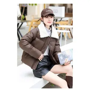 JAKET WANITA JAKET MUSIM DINGIN JAKET BULU HANGAT JAKET WINTER WANITA JAKET CROP JAKET GUNUNG JAKET GIRLS KOREAN Kerah High Keren