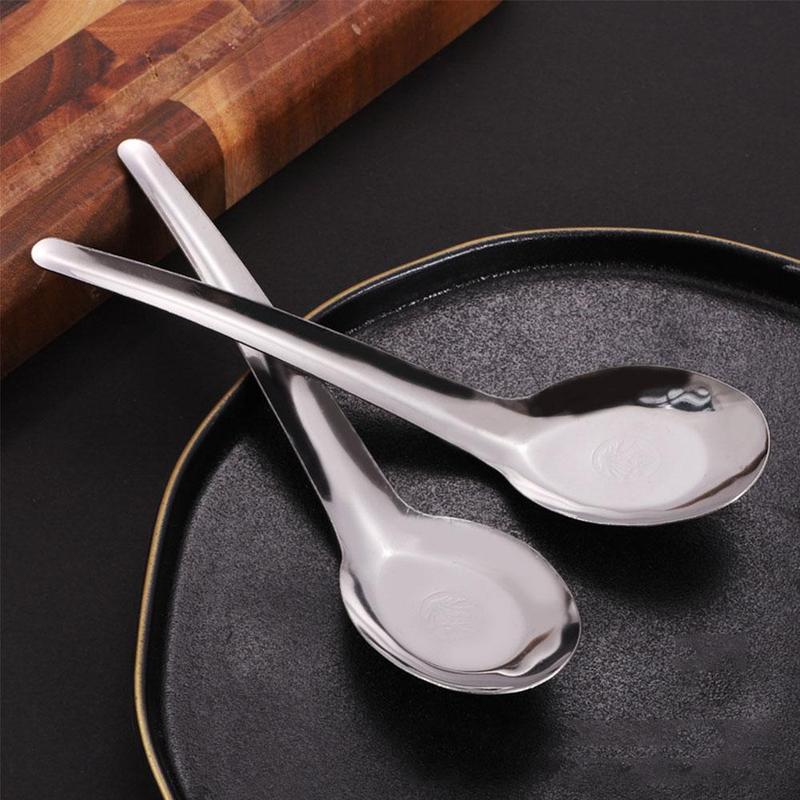 Product Introduction of Spoon 401 Stainless Steel Household Flat Bottom Eating U0Q1 12