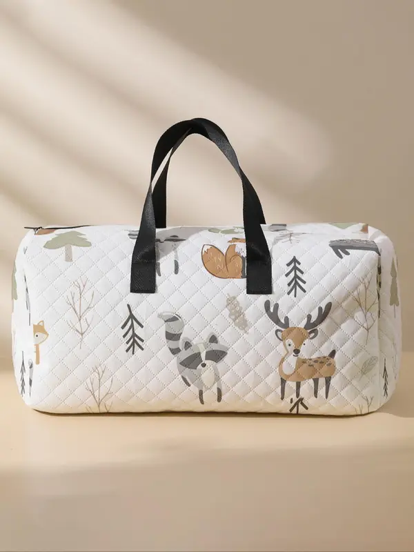 Cartoon Animal Print Travel Bag, Large Capacity Travel Bag, Portable Overnight Bag, Fashionable Travel Bag, Yoga Training Bag, Crossbody Bag with Shoe Storage 0