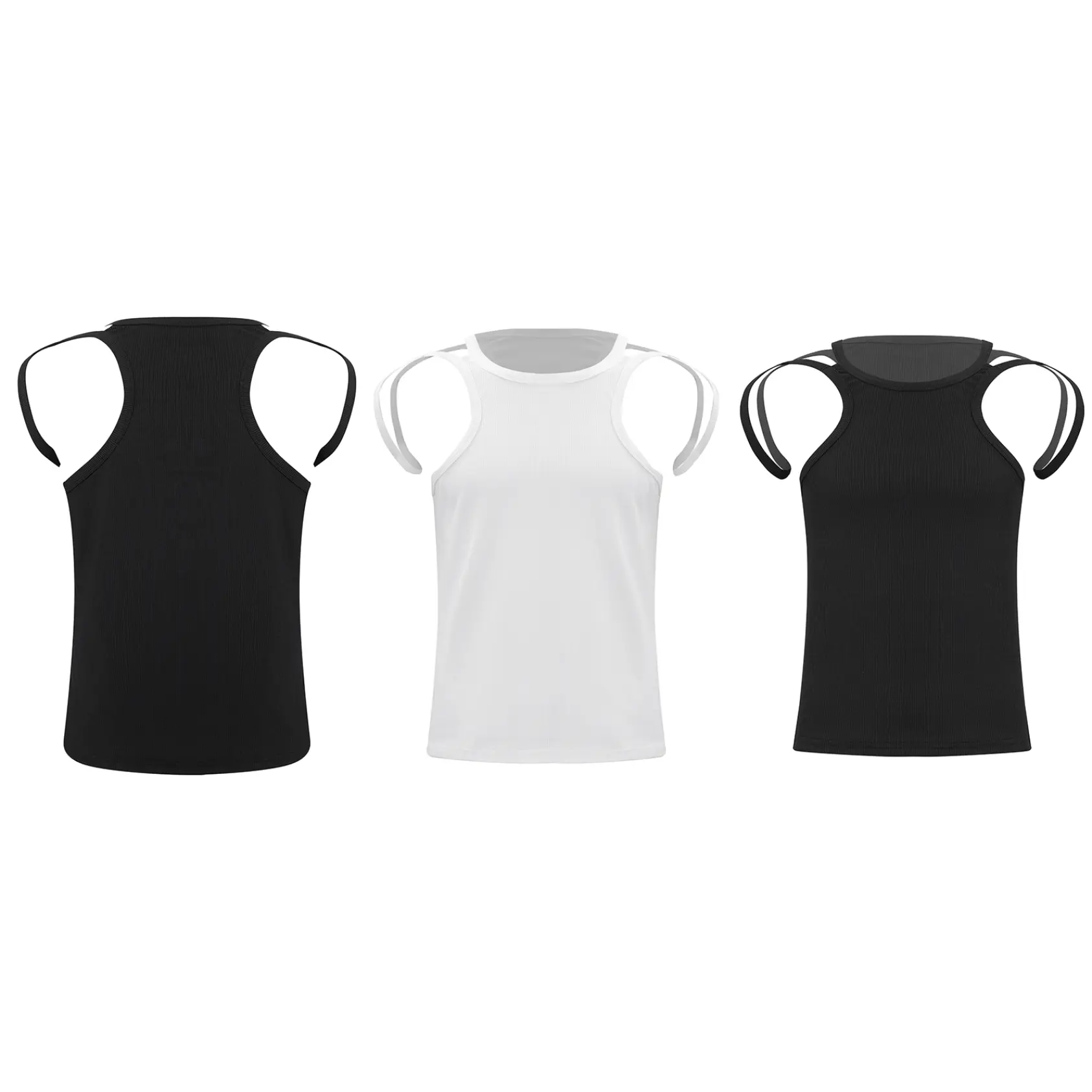 Yhong Men Sleeveless/Long Sleeve Hollow Out Top Sexy Muscle Shirts Tank Tops Clubwear Casual Menswear