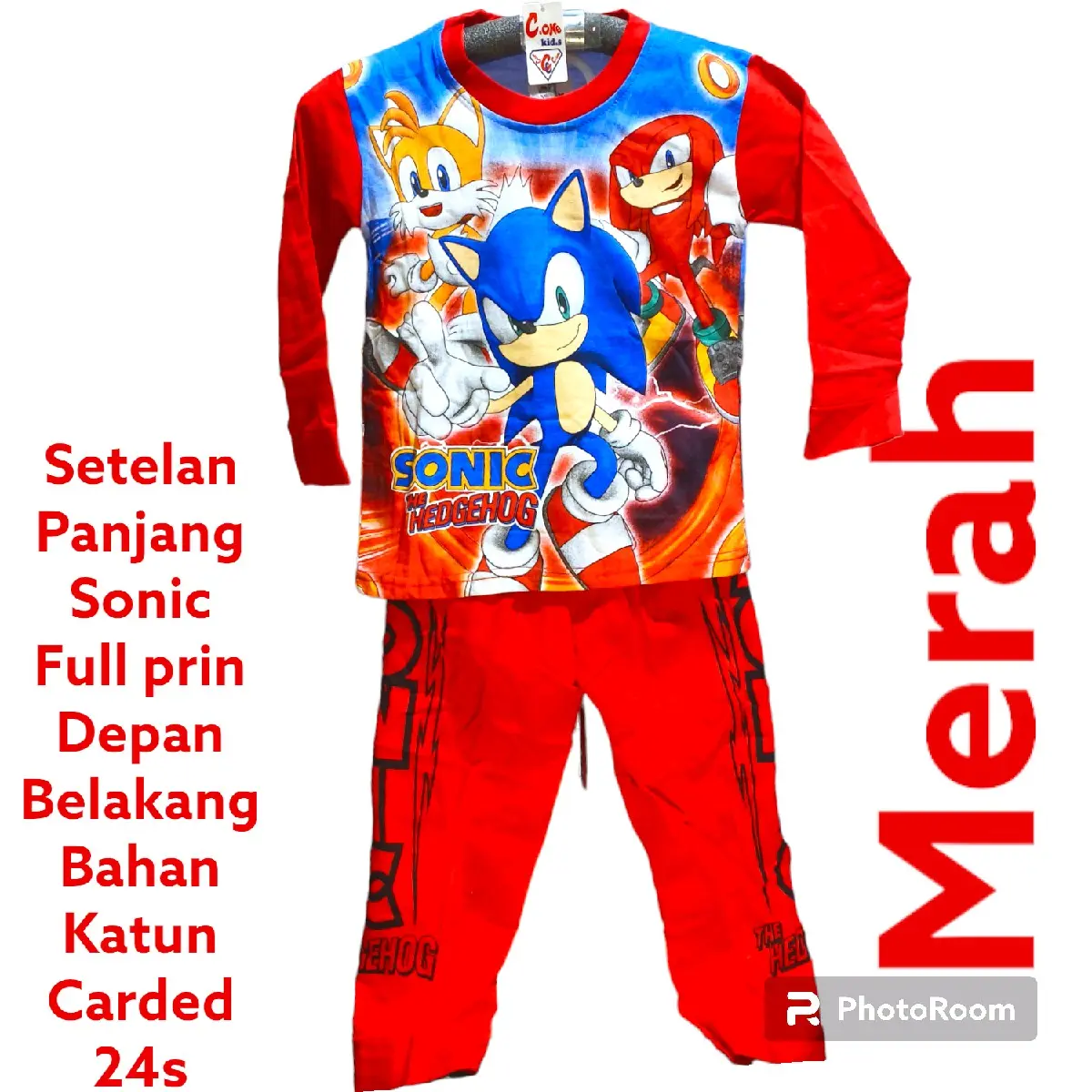 setelan panjang anak laki-laki sonic full prin 2-9 tahun