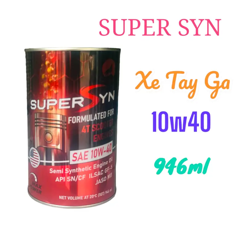Nhớt Super Syn Đỏ Xe Ga 946ml Êm Xe Nhẹ Máy (LIVE) Dầu Nhớt Phụ Tùng 0