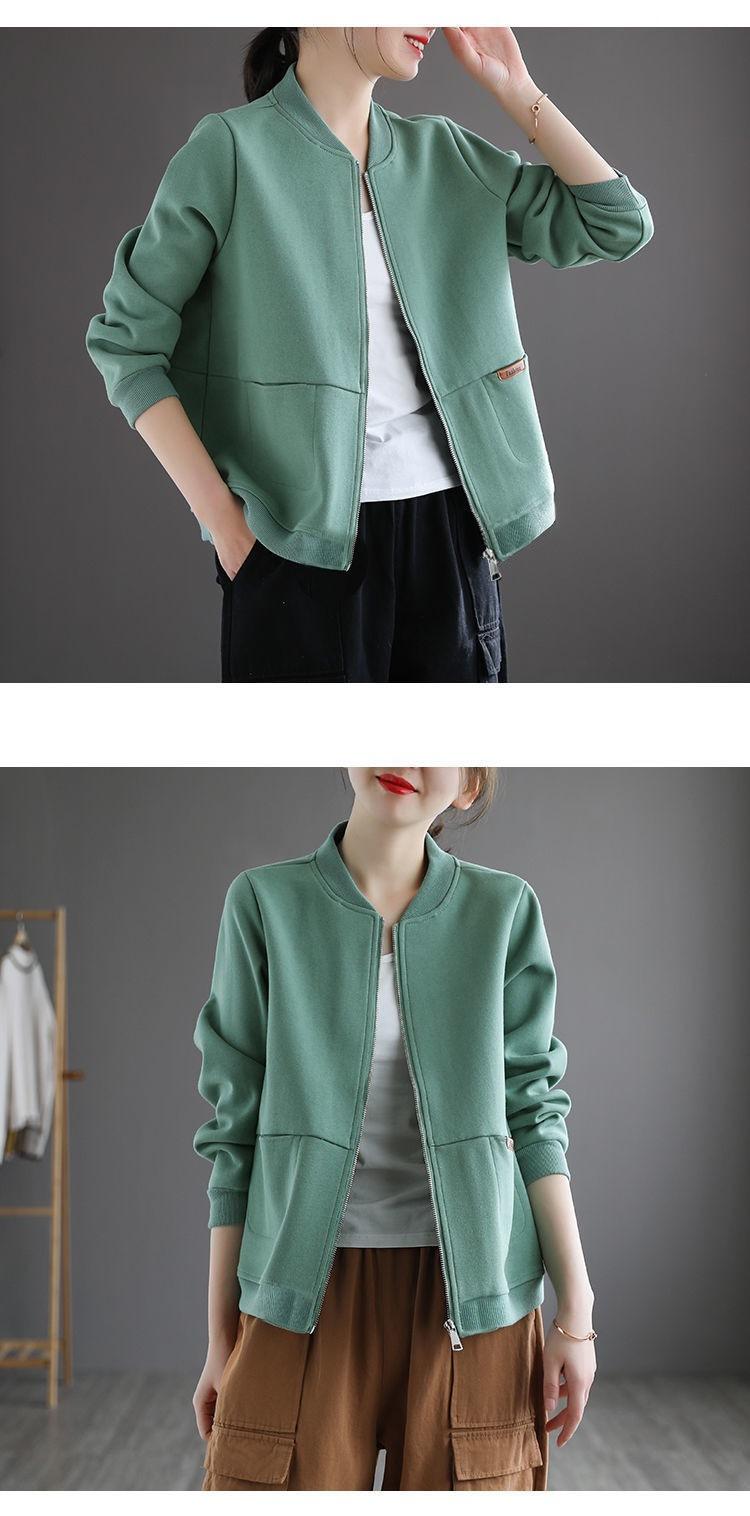 Product Introduction of Women's Sweater Women's Spring and Autumn New Fashion Loose Zipper Cardigan Sweater Casual Baseball Uniform Womenswear Coats 7