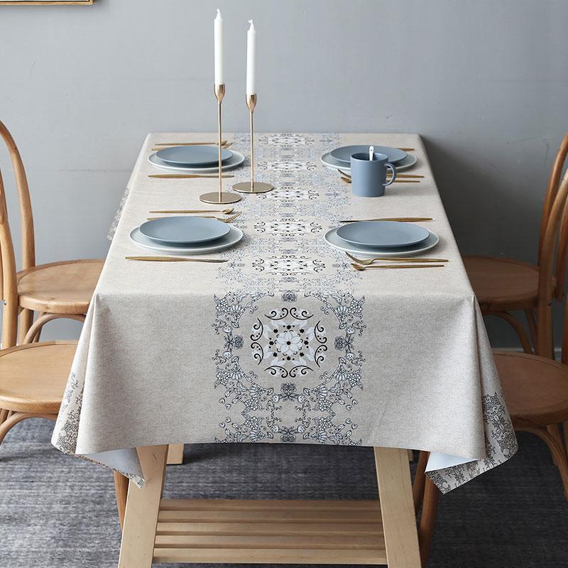 Product Introduction of Dustproof PVC Ethnic Pattern Tablecloth, 1 Count Rustic Boho Printed Dining Room Kitchen Decorative Tablescape 3