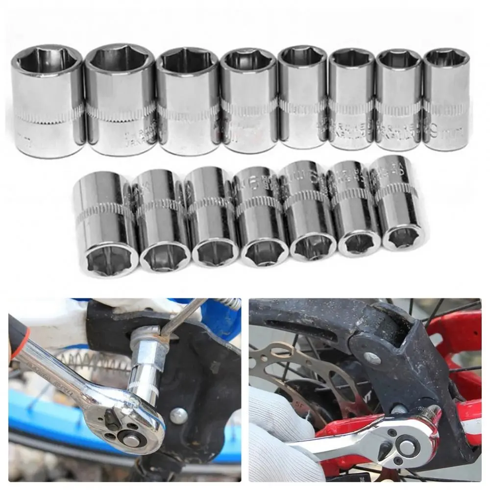 1Pcs Durable For Ratchet Torque Wrench Hex Short Socket Hand Tool 1/4" 6.35mm Head Metric Key Sleeve Double End 4-14mm Drive Socket