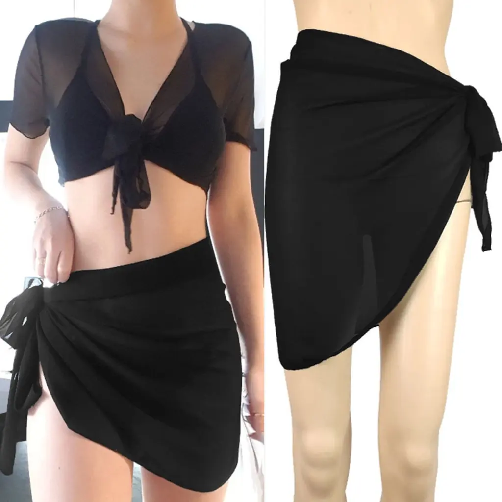 Sarong-Swimsuit Coverup for Women Beach-Side Tie Wrap Skirt Bikini Sheer Scarf Bathing Suit Bottom Cover-Ups